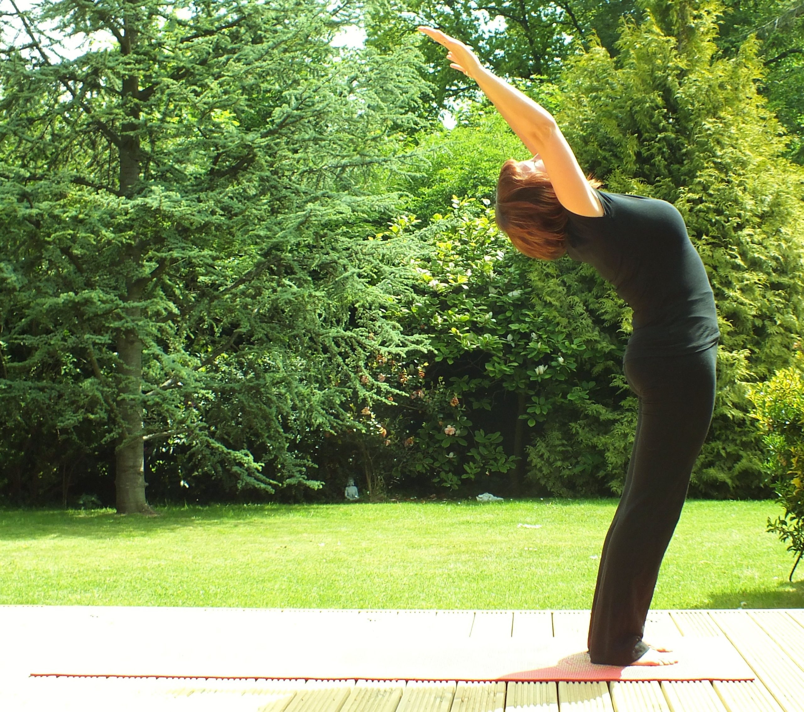 A Woman performing a backbend pose in yoga
